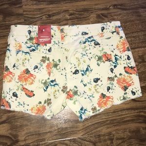 Floral denim shorts